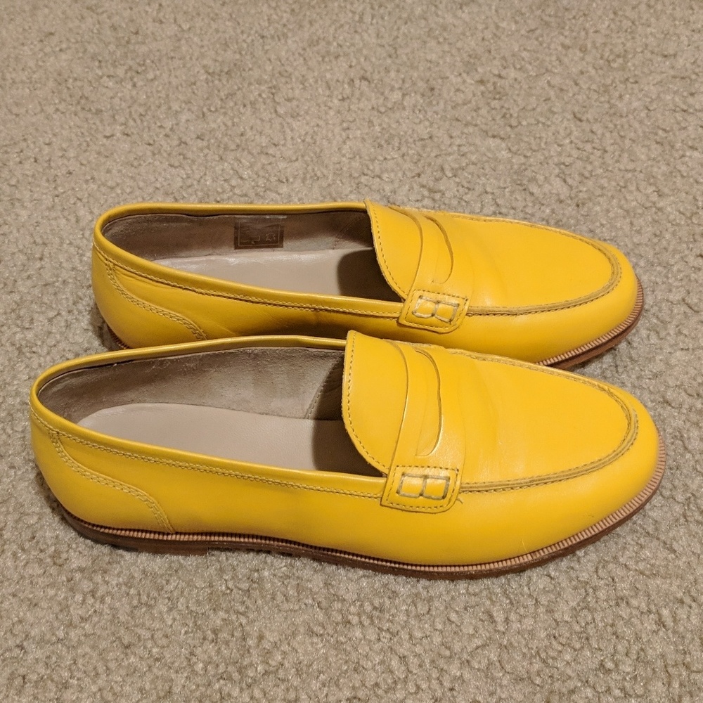 J Crew Ryan Penny Loafers 7 Mustard Yellow